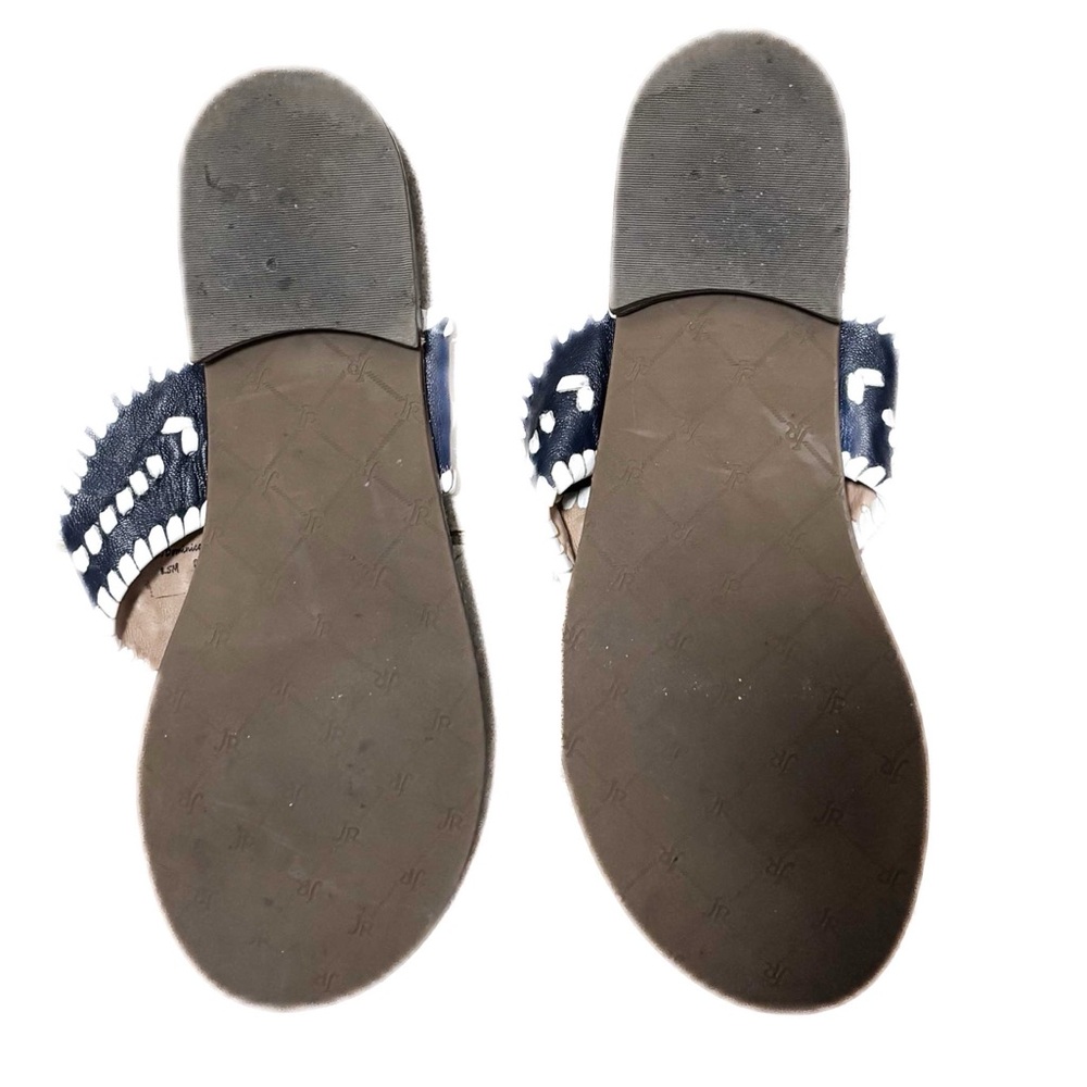 Jack Rogers Blair Navy & White Whipstitch Leather Thong Sandals - Size 8.5 - Picture 4 of 4